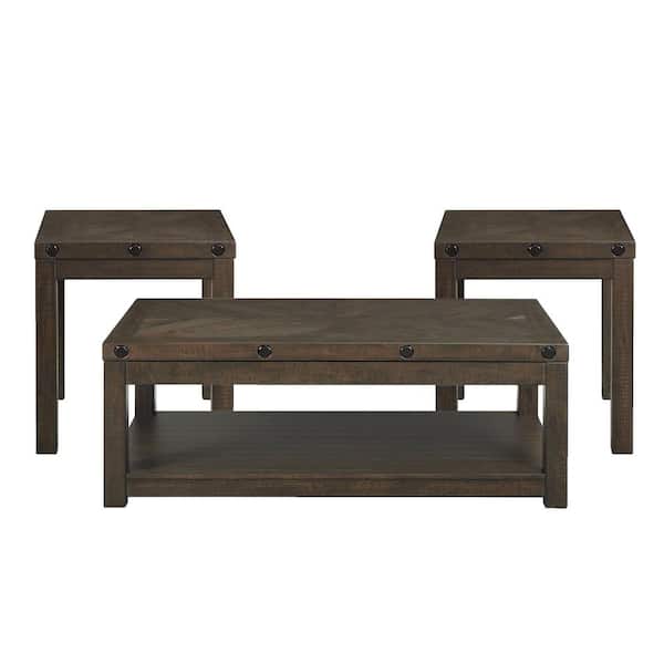 Rio 26 in. Charcoal Rectangle Wood Coffee Table 2 End Tables
