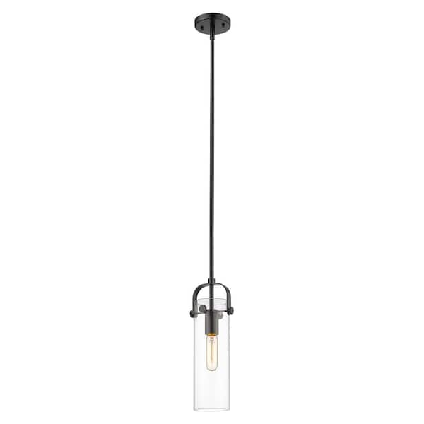 Pilaster 3.5-Watt 1-Light Matte Black Shaded Integrated LED Mini Pendant Light with Clear Glass Shade