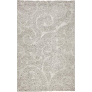 Floral Shag Carved Gray 5' 0 x 8' 0 Area Rug