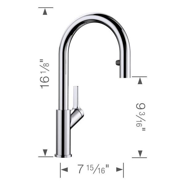 Urbena Single-Handle Pull Down Sprayer Kitchen Faucet in Polished Chrome