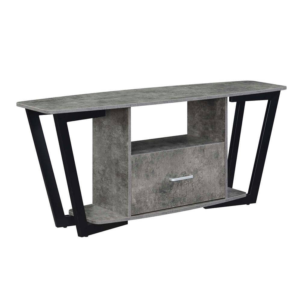 Urban Loft 58" Cement and Black Industrial TV Stand with Storage