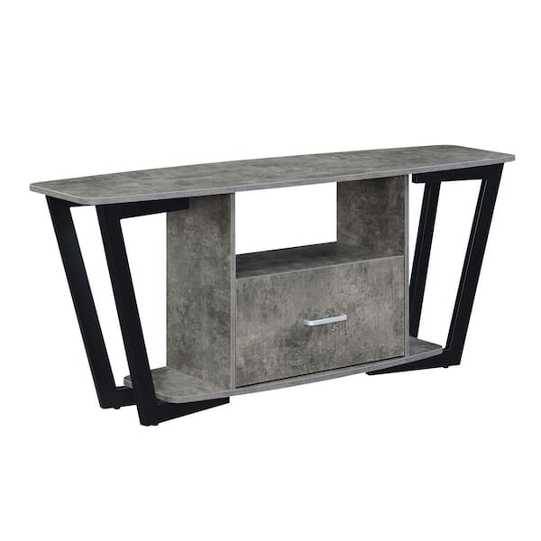 Convenience Concepts Graystone 58 in. Cement/Black TV Stand with 1 Drawer Fits TVs up to 65 in.