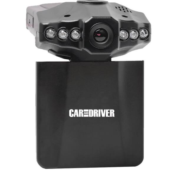 CAR AND DRIVER HD Car Dash Cam with Fold Down Screen, 8 GB SD Card, & LED Nightvision
