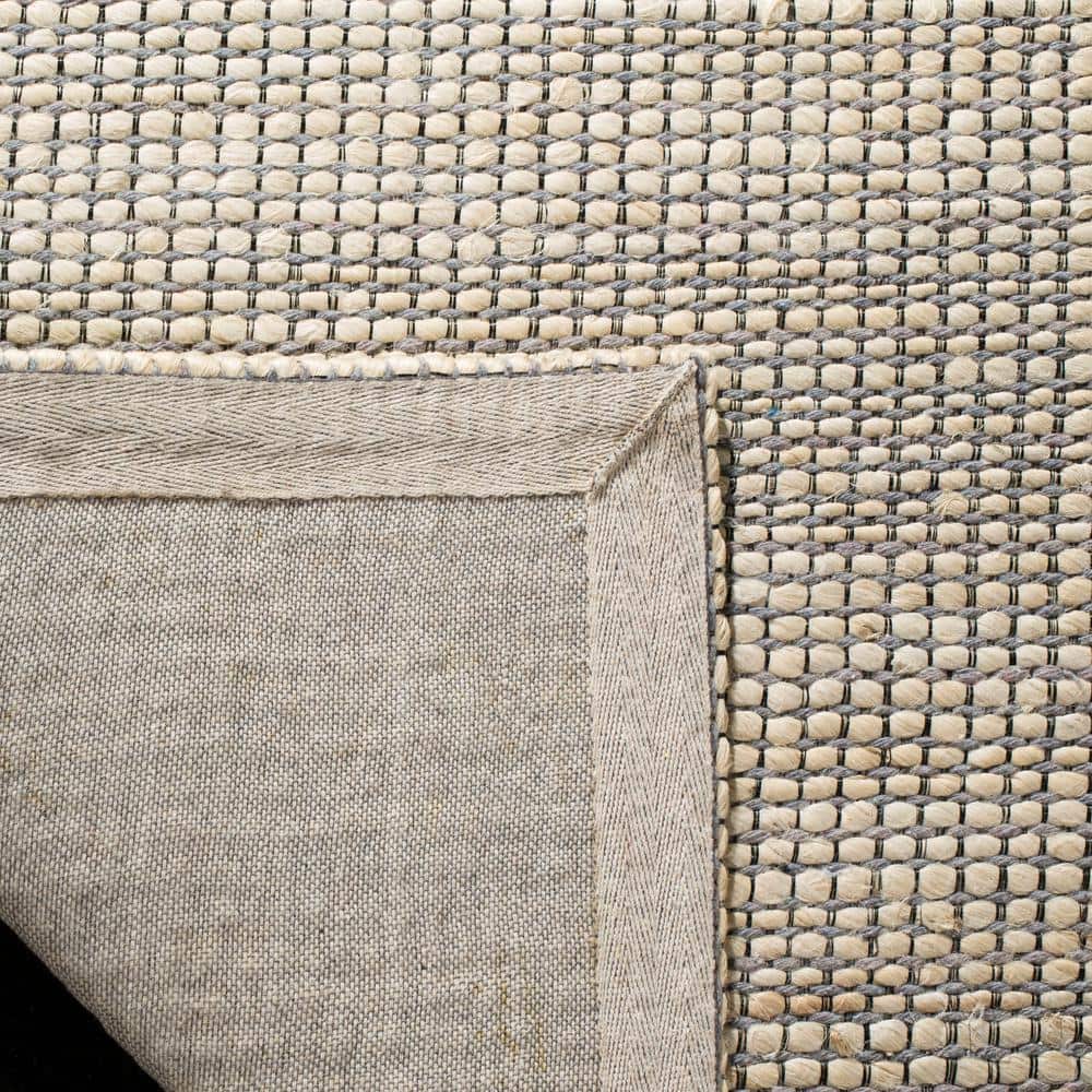 Ivory Flat Woven Synthetic Square Area Rug, 8'