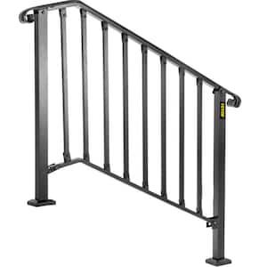 3 ft. Handrails for Outdoor Steps Fit 3 or 4 Steps Outdoor Stair Railing Wrought Iron Handrail with baluster, Black