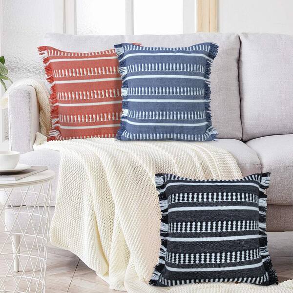 LR Home Dash Striped Navy Blue/White 20 in. x 20 in. Indoor