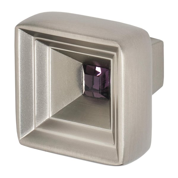 Wisdom Stone Hidden Treasure 1-1/16 in. Satin Nickel with Purple Crystal Cabinet Knob