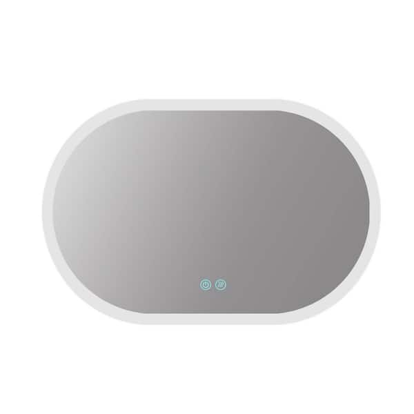 Unbranded 40 in. W x 24 in. H Oval Frameless Wall Bathroom Vanity Mirror with Lights Anti Fog Dimmable LED Mirror Touch Control