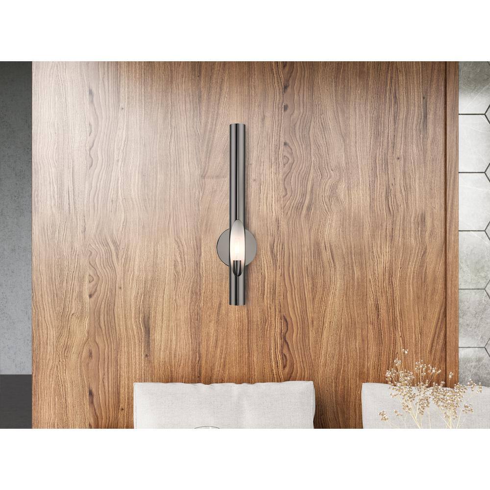 Acra Minimalistic Black Chrome 1-Light Sconce with Hand-Welded Shade