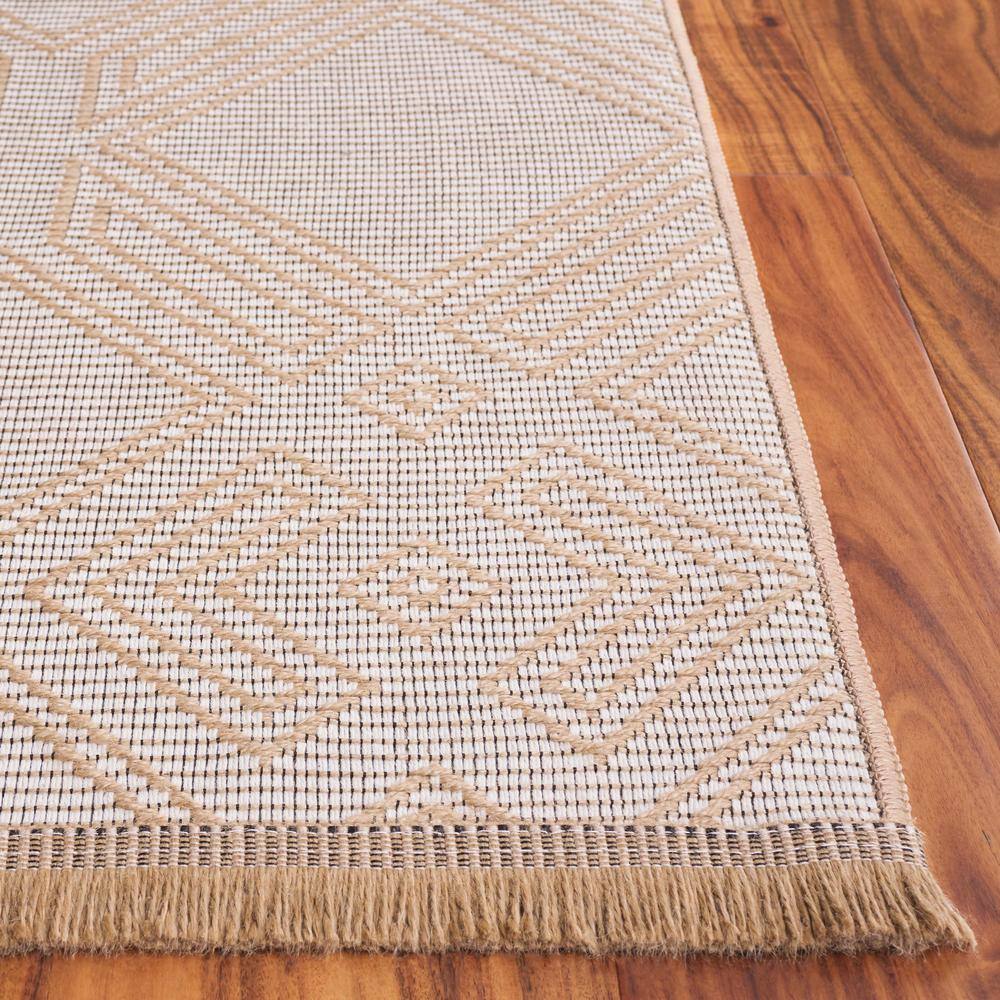 Ivory and Natural Geometric Flat Woven Area Rug