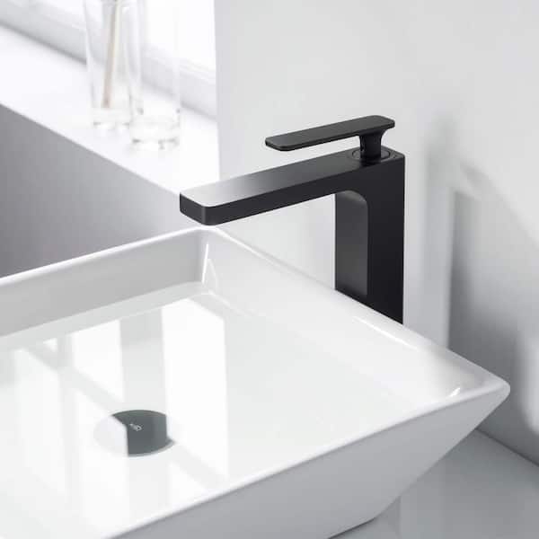 Single Hole Infinity Single Handle Bathroom Vessel Sink Faucet with Pop Up Drain in Matte Black