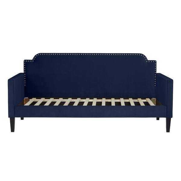 Handy Living Navy Blue Velvet Upholstered Twin-size Rounded Back Daybed