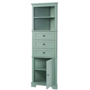 23 in. W x 13 in. D x 69 in. H Green MDF Linen Cabinet with Adjustable Shelf and Drawer