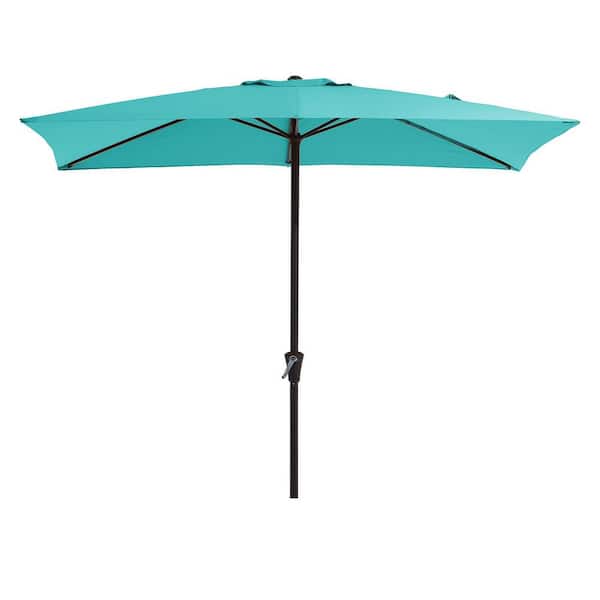 8 ft. x 10 ft. Steel Rectangular Market Umbrella in Peacock Blue