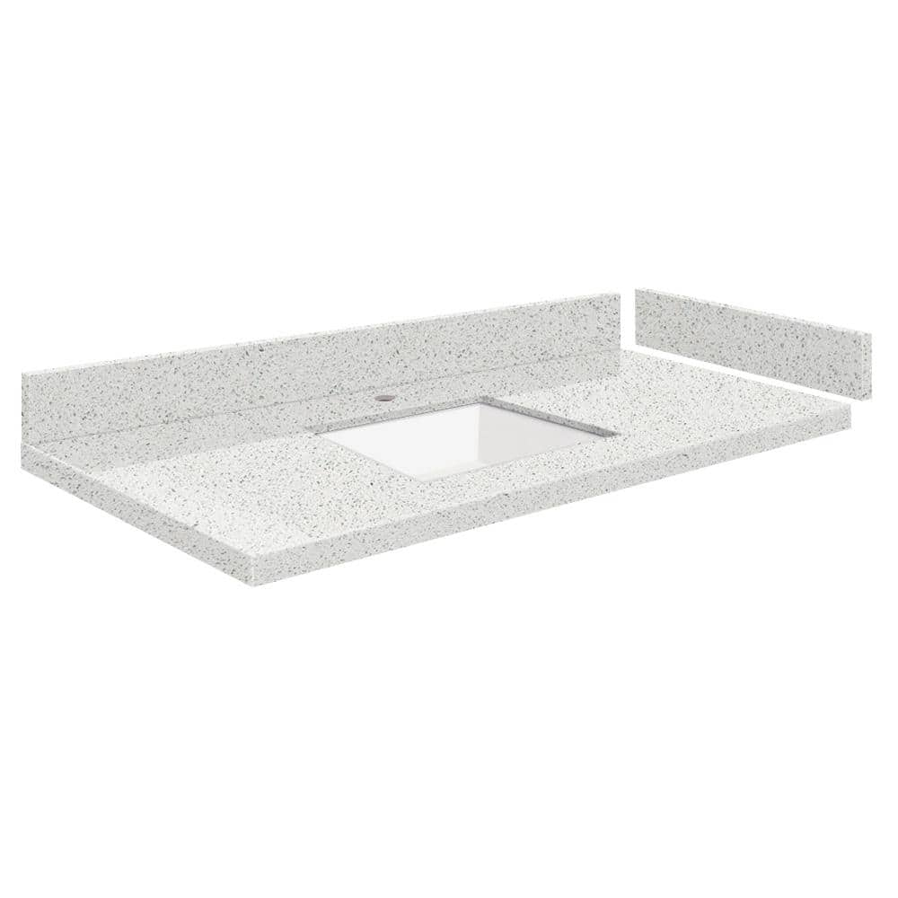 Silestone 37.5 in. W x 22.25 in. D Quartz White Rectangular Single Sink Vanity Top in Stellar Snow -  Transolid, 608197352867