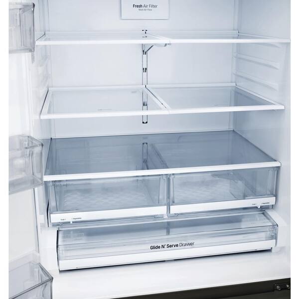 Lg Electronics 26 2 Cu Ft French Door Smart Refrigerator With Glide N Serve And Wi Fi Enabled In Printproof Black Stainless Steel Lfxs26973d The Home Depot