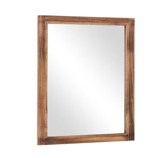 Classic Brown 24 in. W x 36 in. H Rectangle Wood Framed Wall Mirror Vanity Mirror