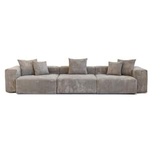 102 in. Square Arm Corduroy Polyester Modular Loveseat Modern Sofa Couch in Brown (2 Seats)