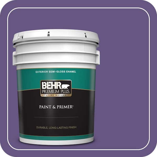 BEHR PREMIUM PLUS 5 gal. #PPU16-02 Vigorous Violet Semi-Gloss Enamel Exterior Paint & Primer