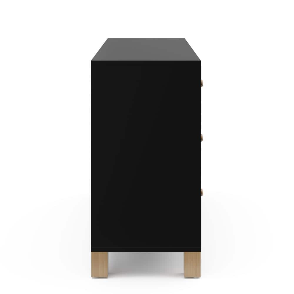 Black and Driftwood 6-Drawer Nursery Dresser