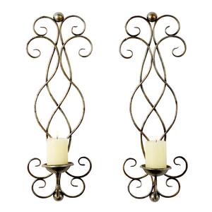 Pair Of 10" Wall Decor Iron Sconces Candle Holders Black 