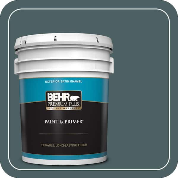 BEHR PREMIUM PLUS 5 gal. #PPU12-20 Underwater color Satin Enamel Exterior Paint & Primer