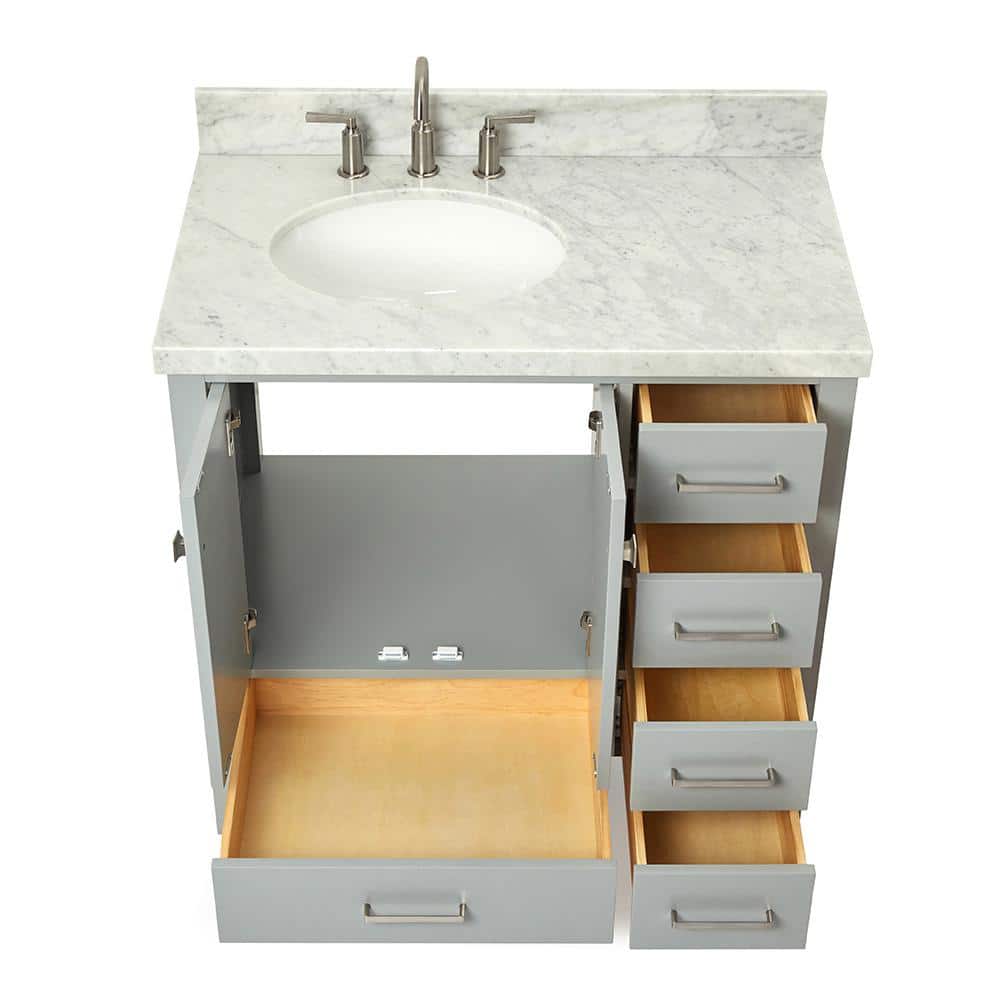 Cambridge 37" Gray Marble Top Single Sink Vanity