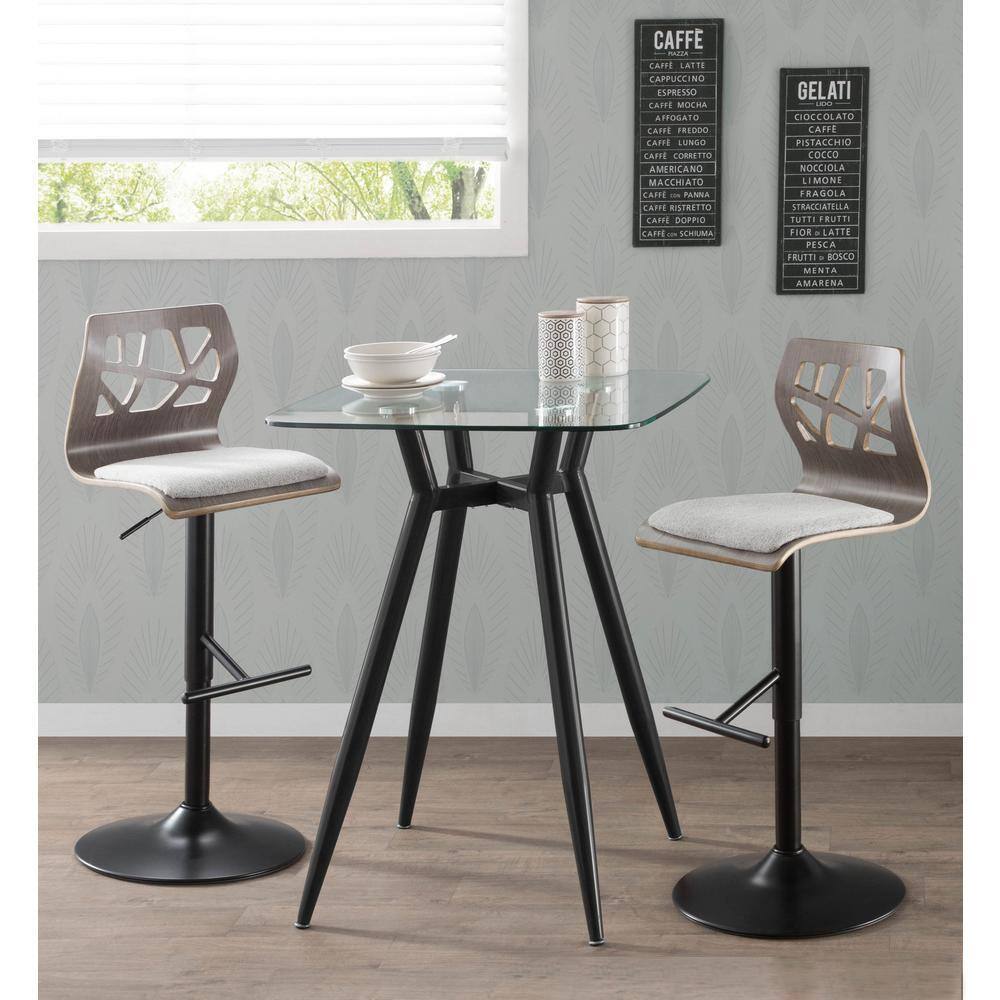 Gray Walnut Adjustable Swivel Barstool with Cut-Out Backrest