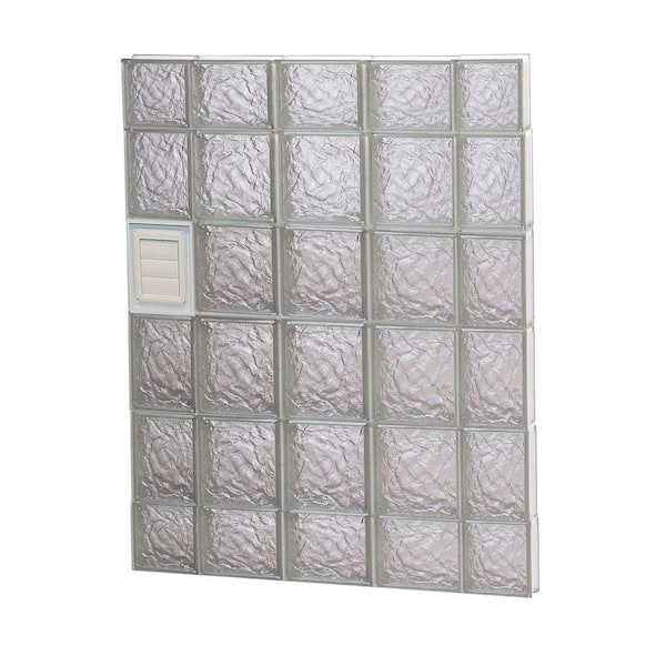 Clearly Secure 34.75 in. x 42.5 in. x 3.125 in. Frameless Ice Pattern Glass Block Window with Dryer Vent