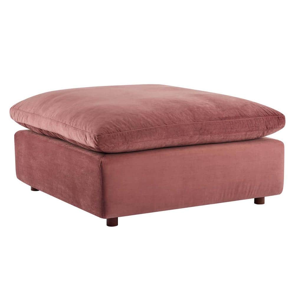 Dusty Rose Performance Velvet Overstuffed Ottoman 40"