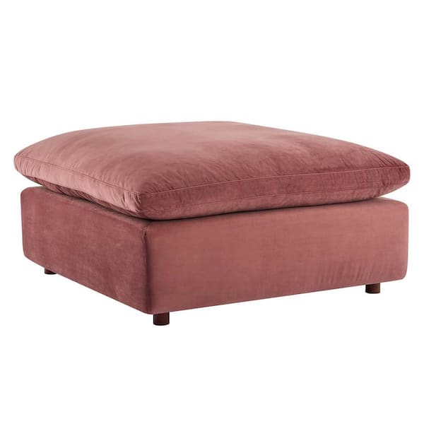 MODWAY Commix Dusty Rose Down Filled Overstuffed Performance Velvet Ottoman
