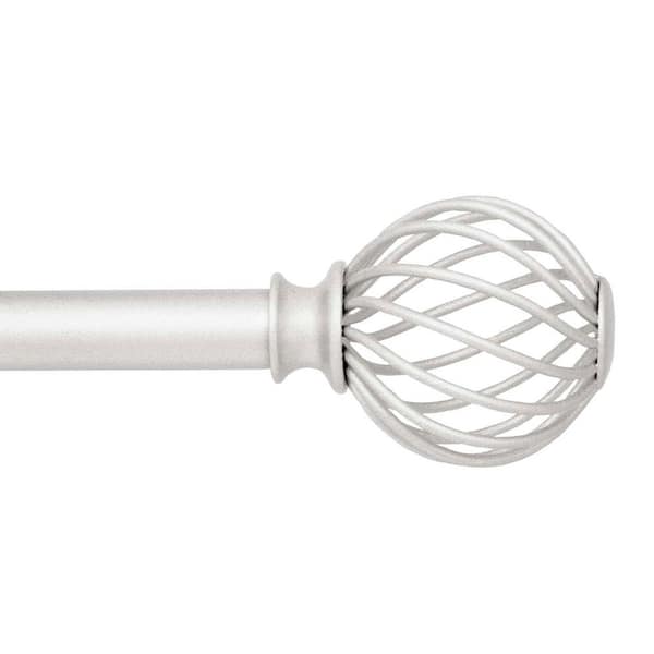 Kenney Fast Fit Easy Install Swindell 36 in. - 66 in. Adjustable Single Curtain Rod 5/8 in. Dia., Brushed Nickel with Finials