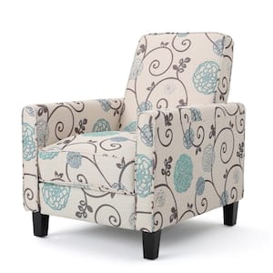 Darvis Blue Floral Polyester Standard (No Motion) Recliner