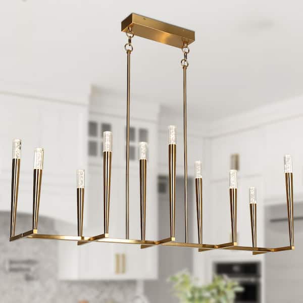 LNC Florescentia 10-Light dimmable Integrated LED Plating Brass Candlestick Chandelier with Acrylic Diffuser