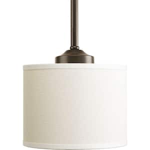 Inspire Collection 6.5 in. 1-Light Antique Bronze Transitional Hanging Kitchen Mini-Pendant with Beige Linen Shade