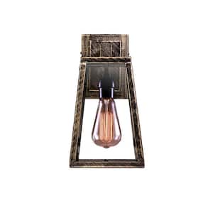 1-Light Taylor Black Wall Light with Rustic Metallic Glass