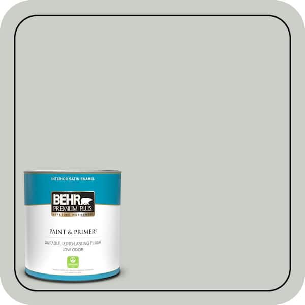 BEHR PREMIUM PLUS 1 qt. #PWL-89 Silver Setting Satin Enamel Low Odor Interior Paint & Primer