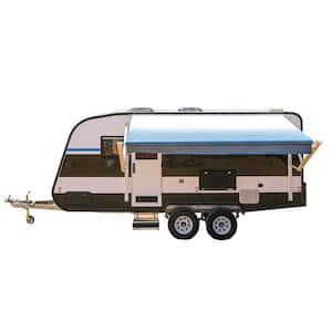 8 ft. x 8 ft. White Blue Fade Motorized Retractable RV Awning