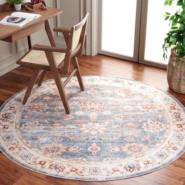 Arizona Green/Beige 6 ft. x 6 ft. Machine Washable Transitional Garden Round Area Rug
