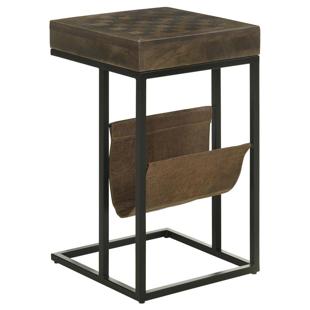 Noir Mango Wood and Iron Accent Table with Storage