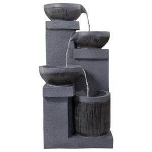 23 in. LED Lighted Cascading 4-Tier Bowl Outdoor Water Fountain