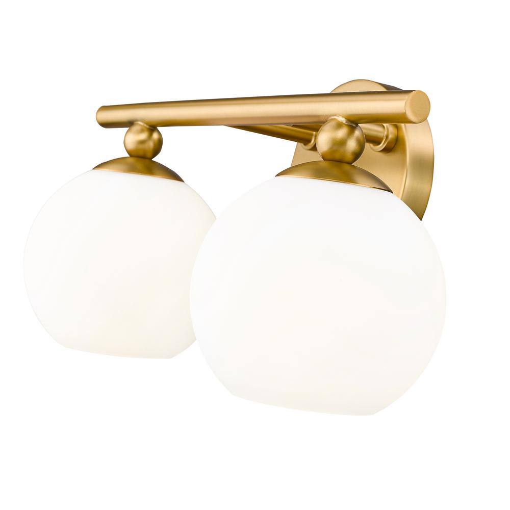 Neoma Modern Gold 2-Light Vanity with Opal Glass Shades