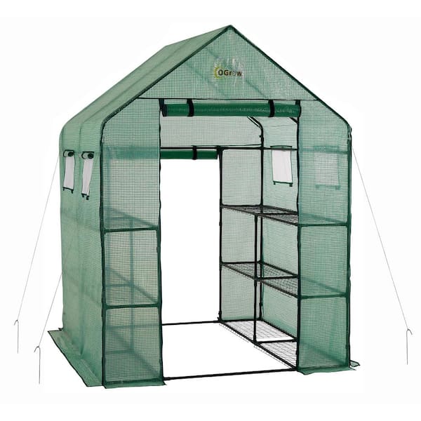 OGROW Machrus Ogrow Deluxe WALKIN 2 Tier 8 Shelf Portable Lawn and Garden Greenhouse Heavy Duty Anchors Included!