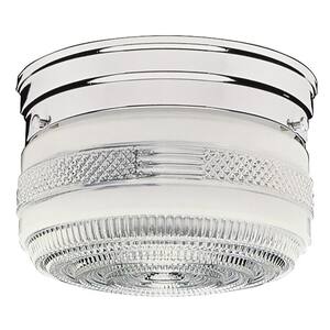 2-Light Chrome Ceiling Mount Fixture with Prismatic Glass