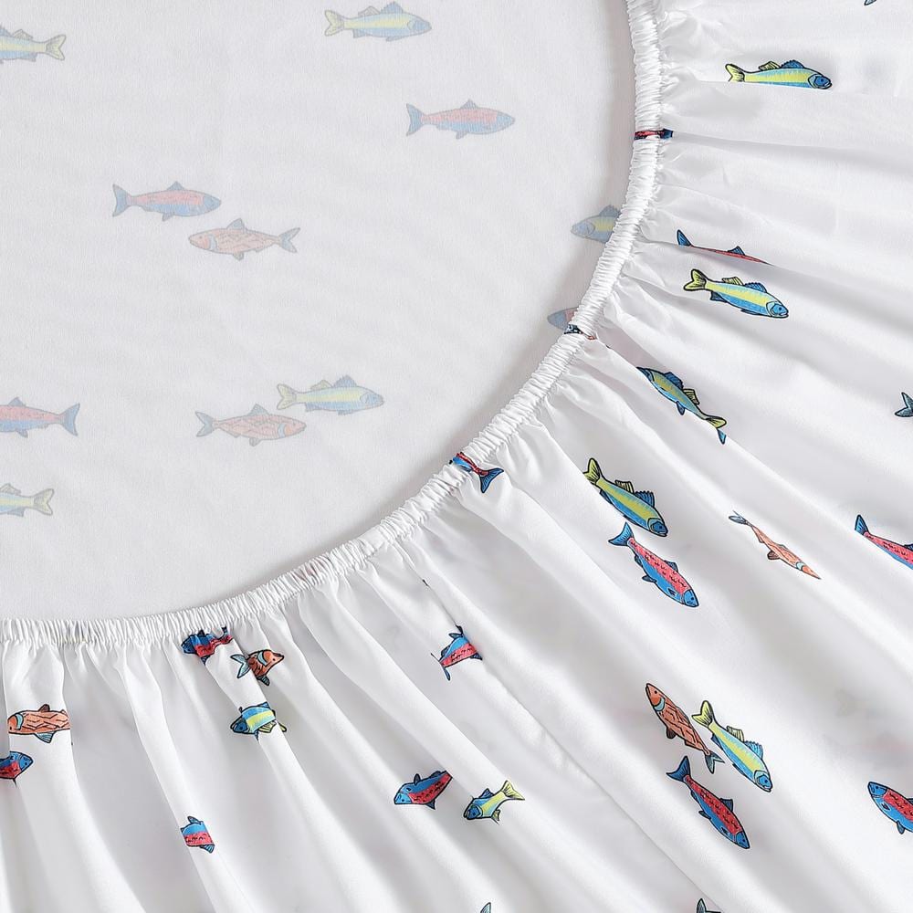Fish Lake Twin Cotton Polyester Microfiber Sheet Set