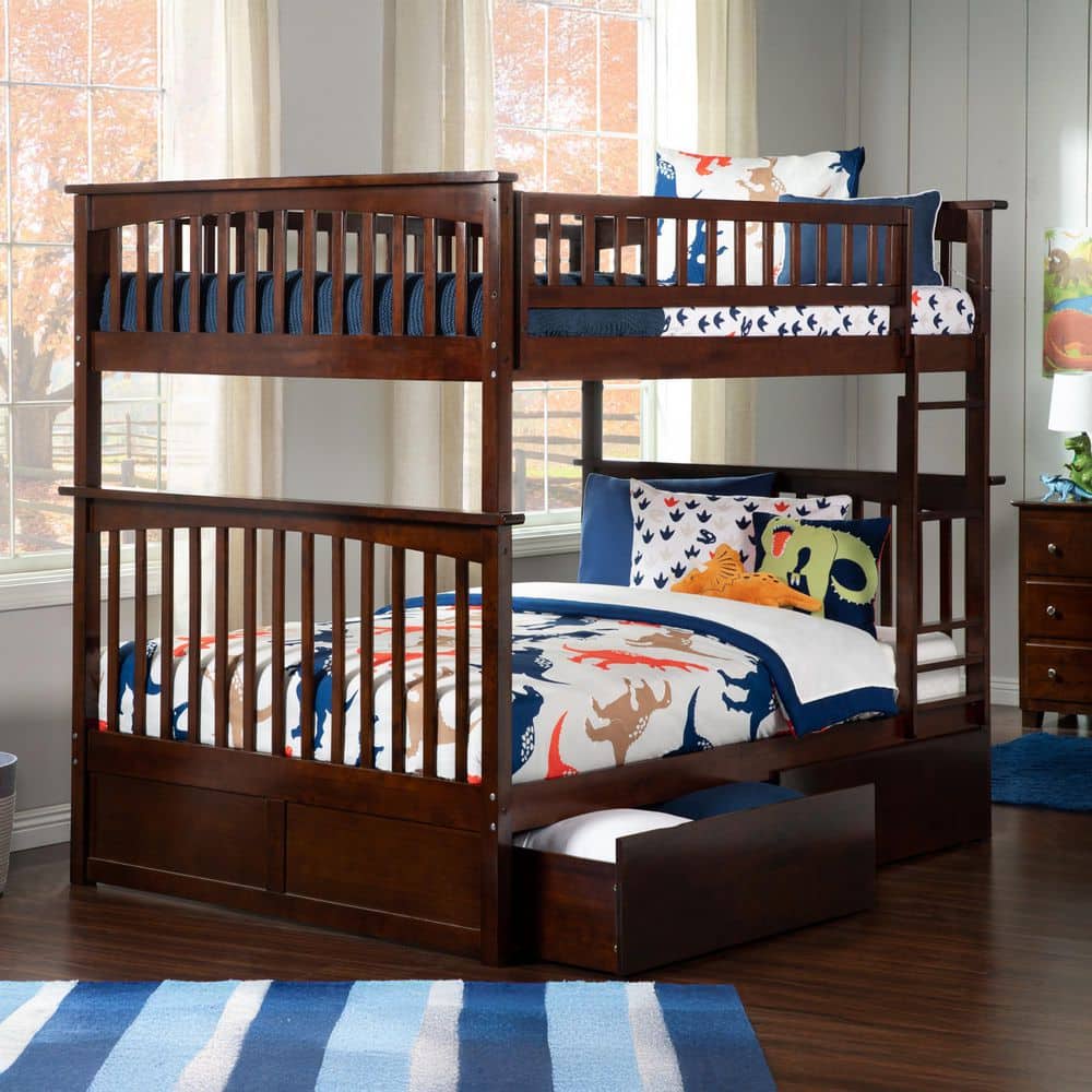 Columbia Bunk Bed Full Over Full with 2 Urban Bed Drawers in Walnut price history on PriceWatchPro