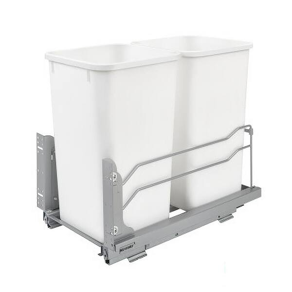 Rev-A-Shelf Double 27 Quart Pullout Waste Container, White