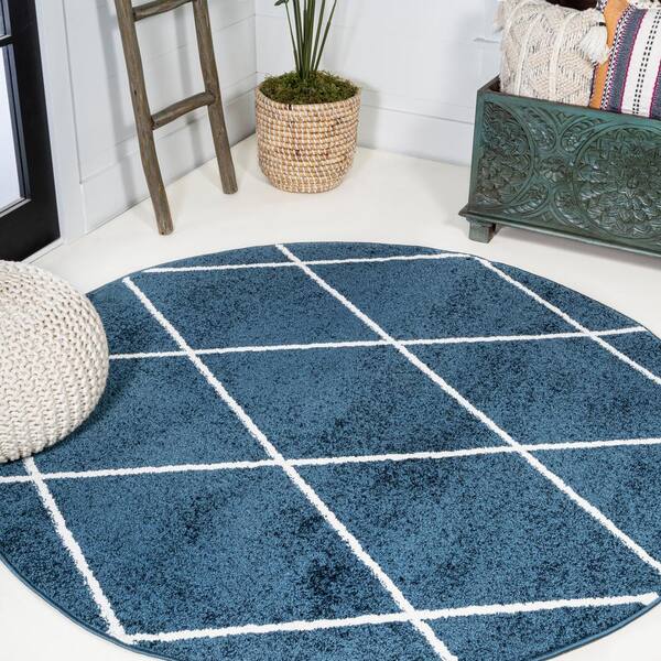 Jonathan Y Cole Minimalist Diamond Trellis Navy White 5 Ft Round Area Rug Seu102h 5r The Home Depot Jonathan Y Cole Minimalist Diamond, Home Depot 5 Round Area Rugs