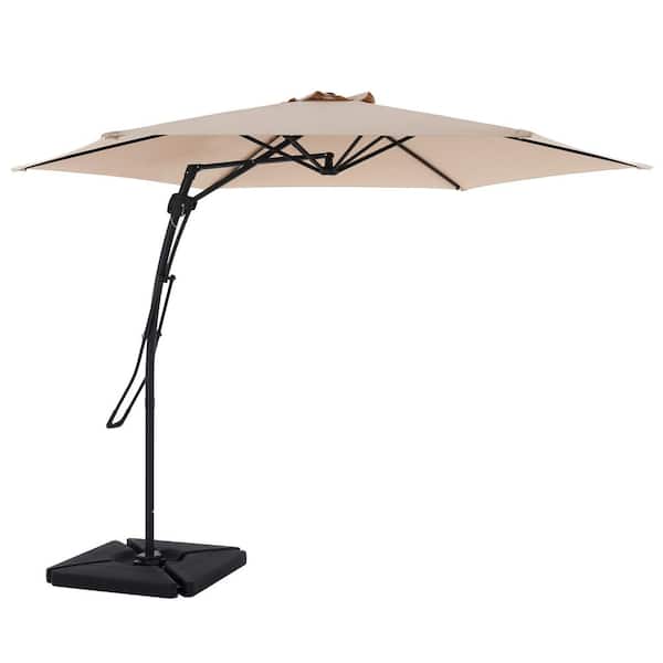 Merra 10 ft. Cantilever Patio Umbrella with Handy Lever and 360 Degree Rotation in Beige