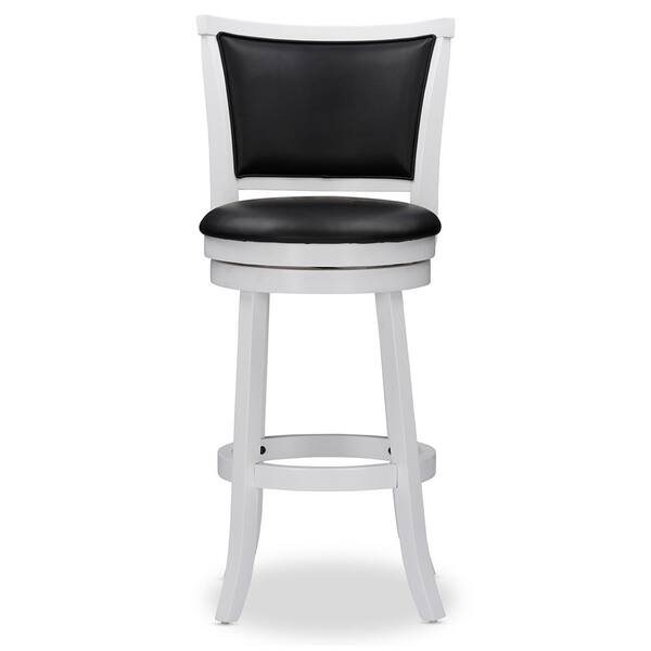 Baxton Studio Timothy Black Faux Leather and White Wood 2-Piece Bar Stool Set